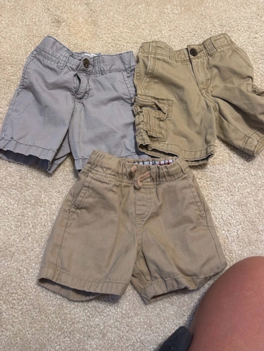Kids Cotton Shorts - Neutral Tan & Light Gray